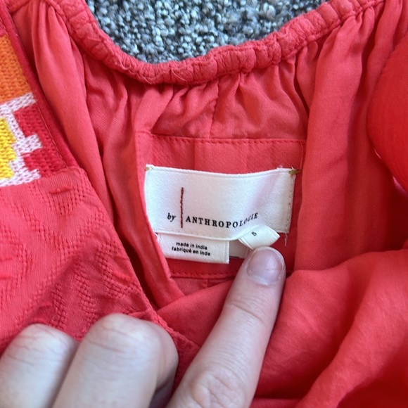 By Anthropologie coral embroidered tunic dress s - Picture 4 of 10